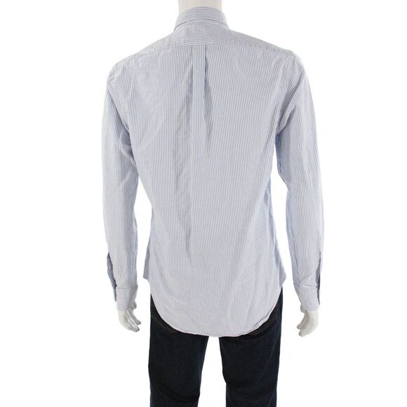 Polo Ralph Lauren Mens Cotton Striped Long Sleeve Button Up Shirt Blue Size M - Picture 3 of 6